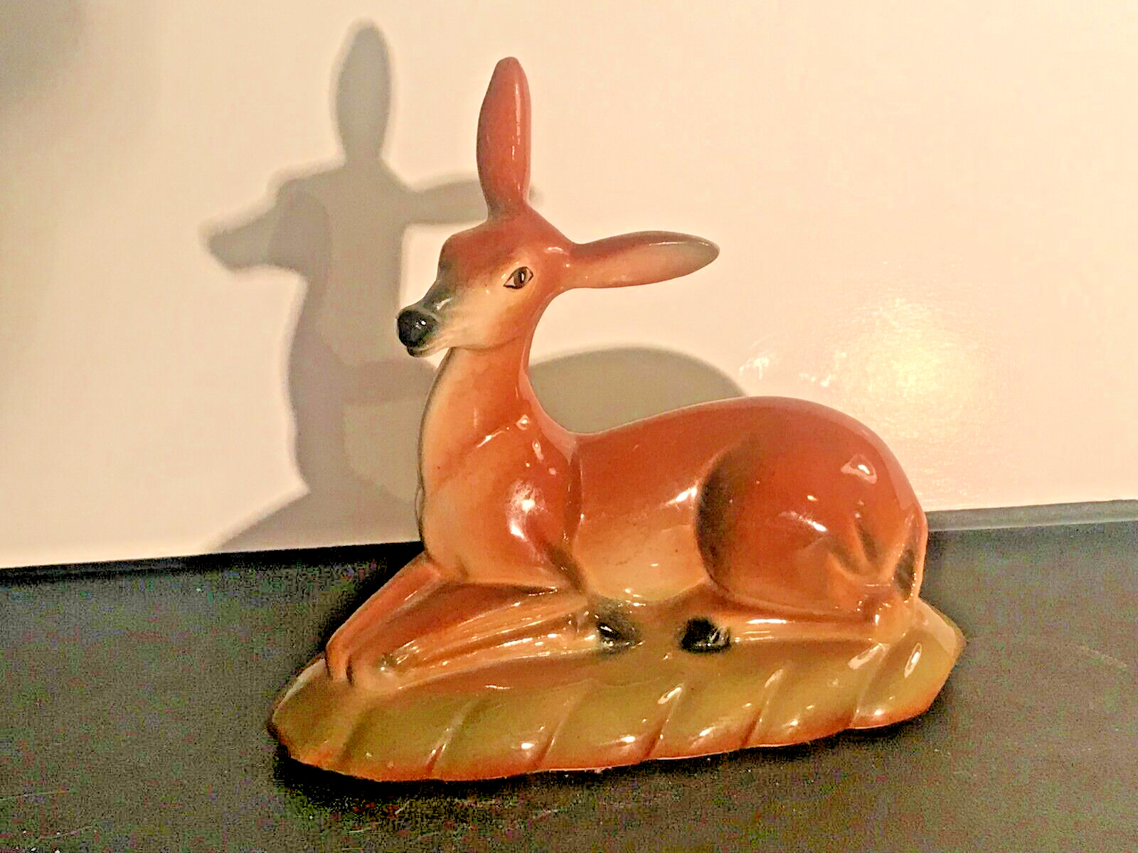 Vintage MCM Pottery Ceramic Large Deer Figurine - Rare Find