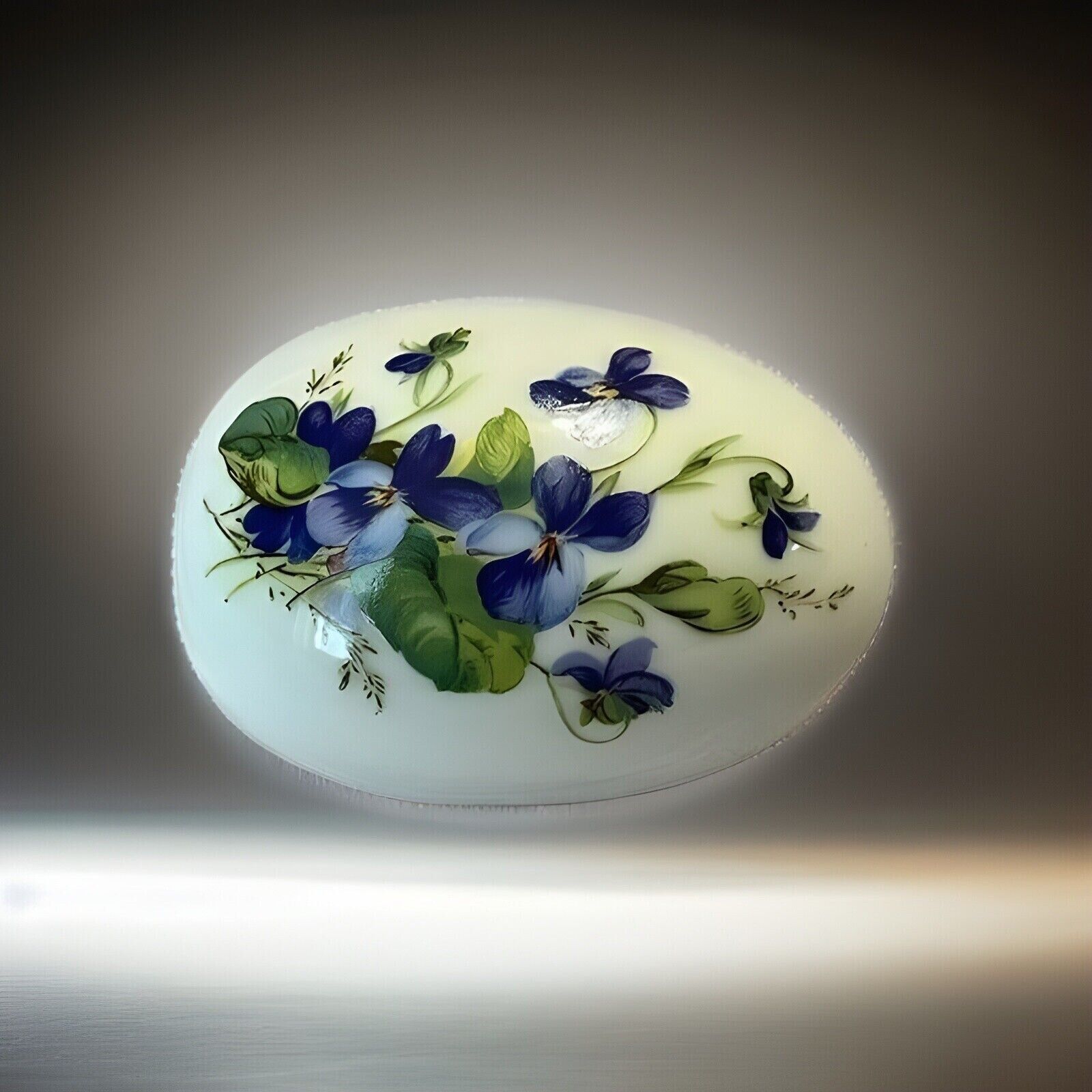 Vintage Limoges Egg Shaped Trinket Box Hand Painted Flowers France