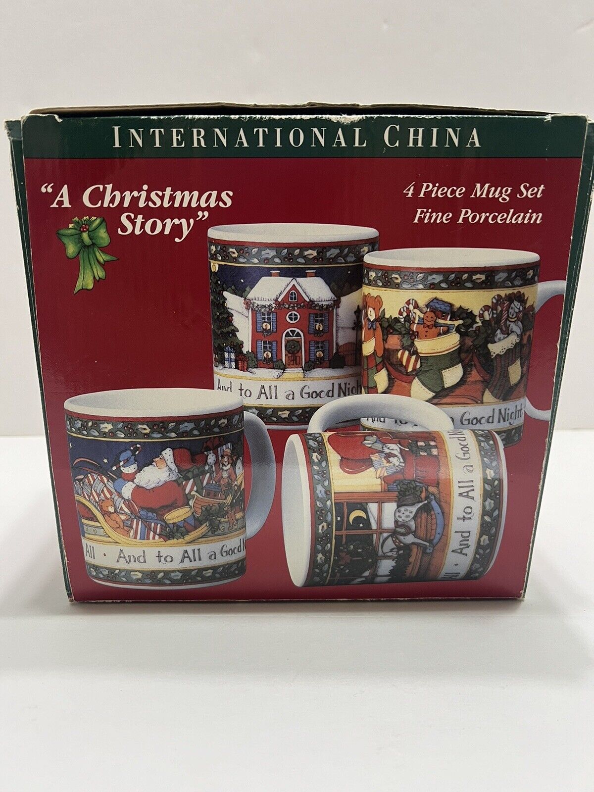 International China  A CHRISTMAS STORY SET 4 Porcelain Christmas Mugs