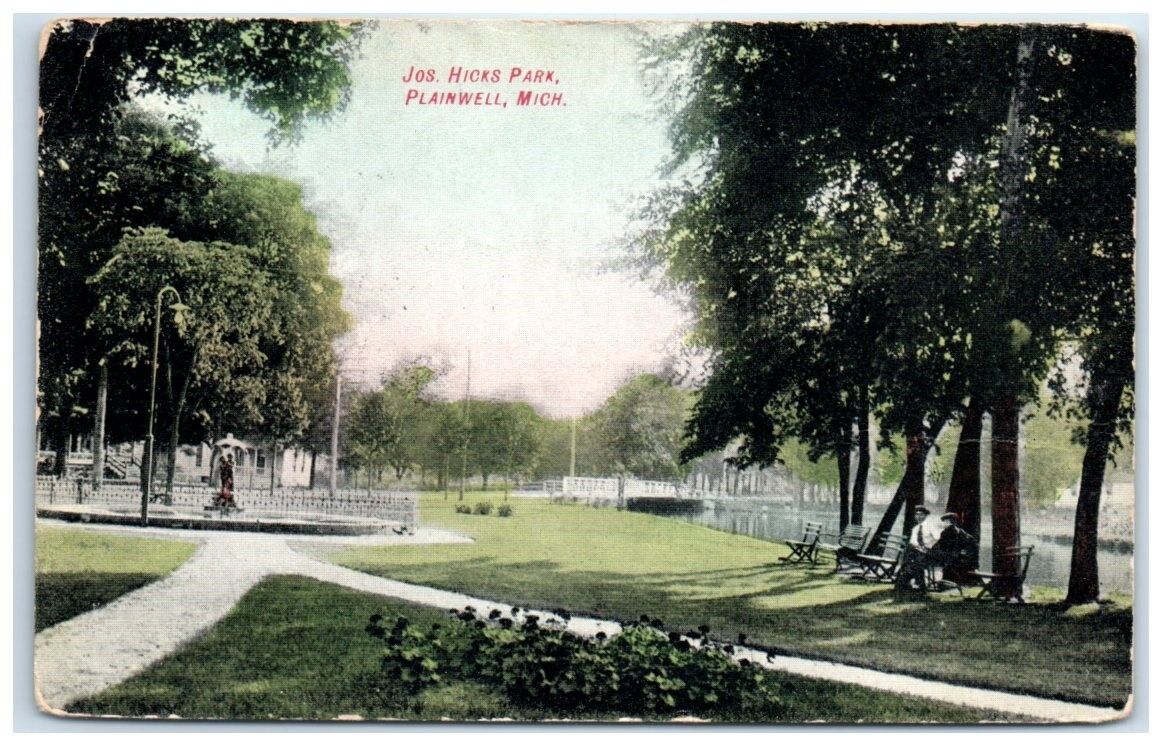 Early 1900s Joseph Hicks Park, Plainwell, MI Postcard