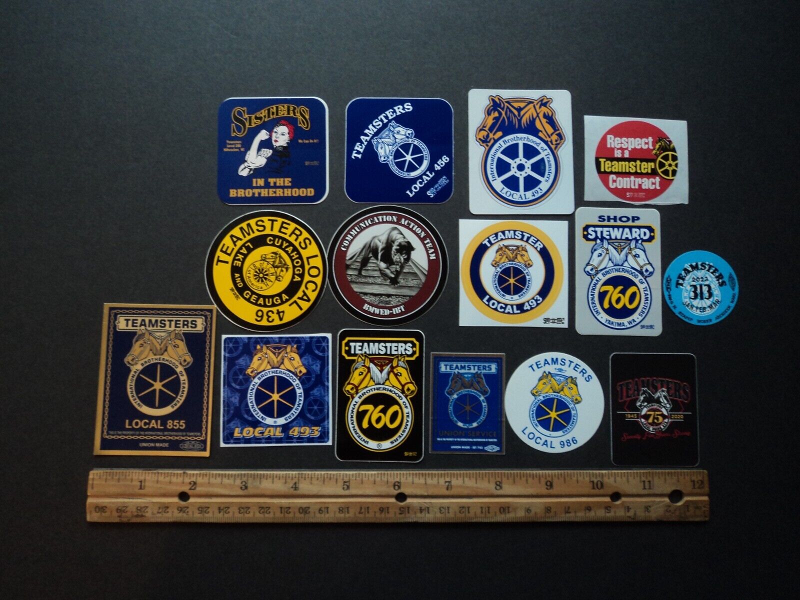 Lot of 15 Small Teamsters Union Local Hard Hat Decals Stickers IBOT
