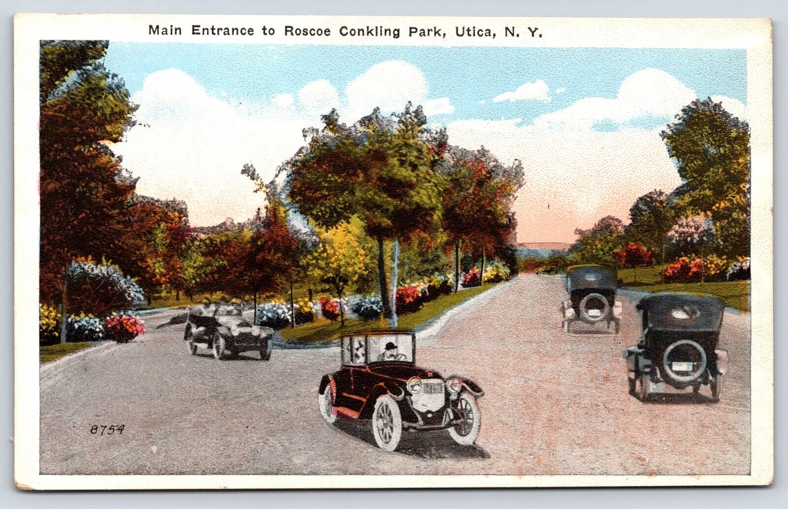 New York Utica Main Entrance to Roscoe Conkling Park Vintage Postcard
