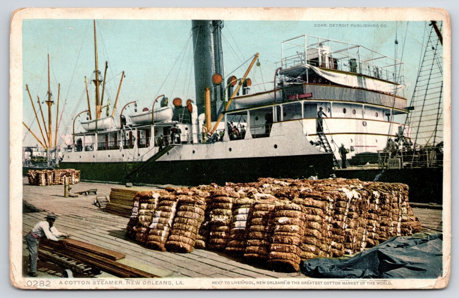 A cotton Steamer New Orleans Louisiana LA Cotton Market Of The World Postcard