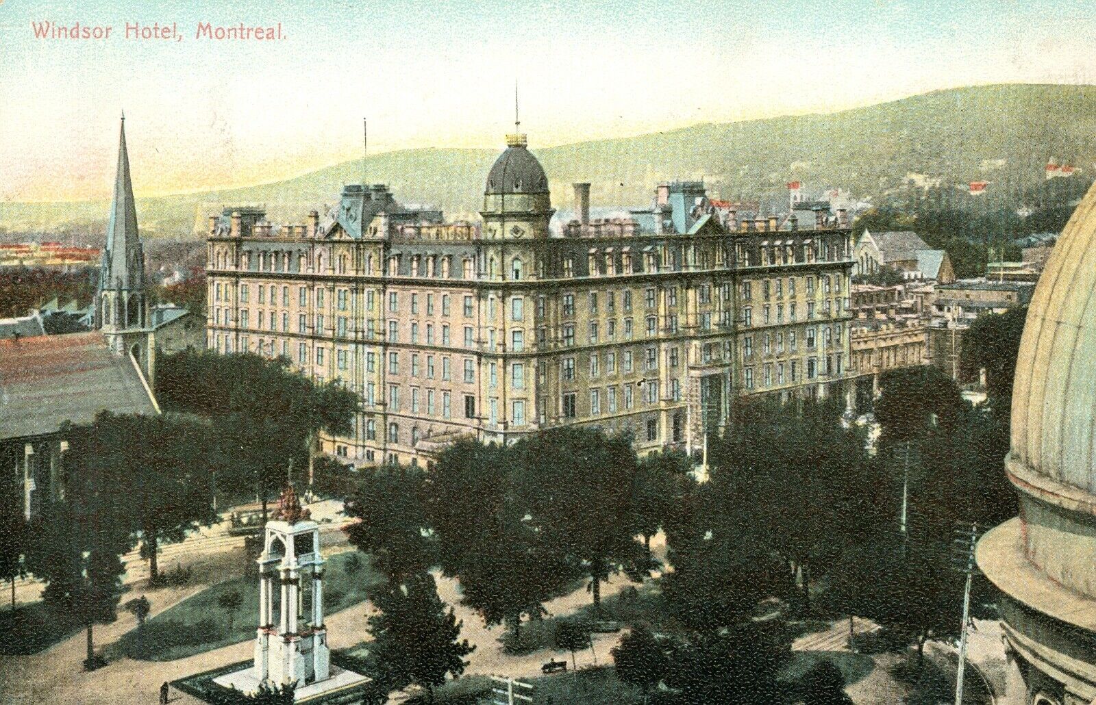 PRIVATE POST CARD Antique c1907 WINDSOR HOTEL, Montreal CANADA Reverse writing