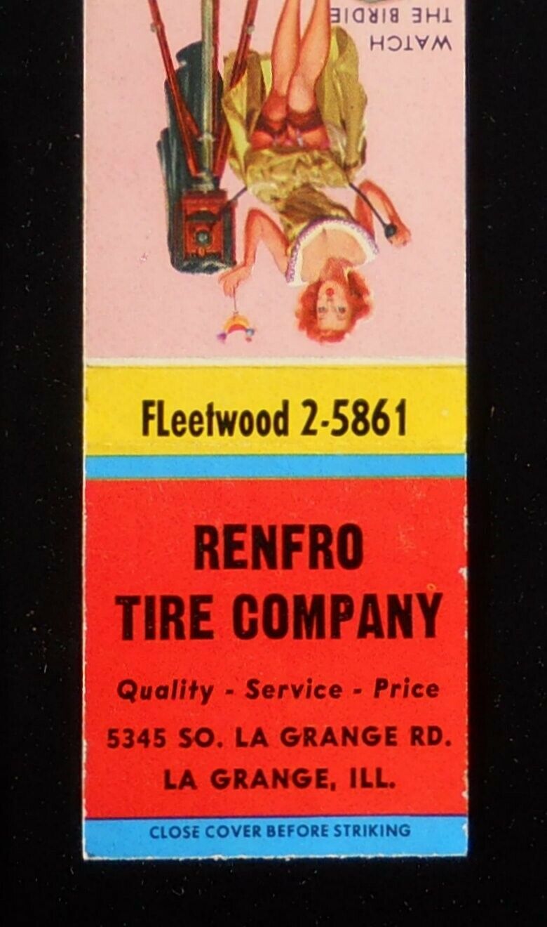 1950s Renfro Tire Company 5345 So. La Grange Rd. Sexy PinUp La Grange IL Cook Co