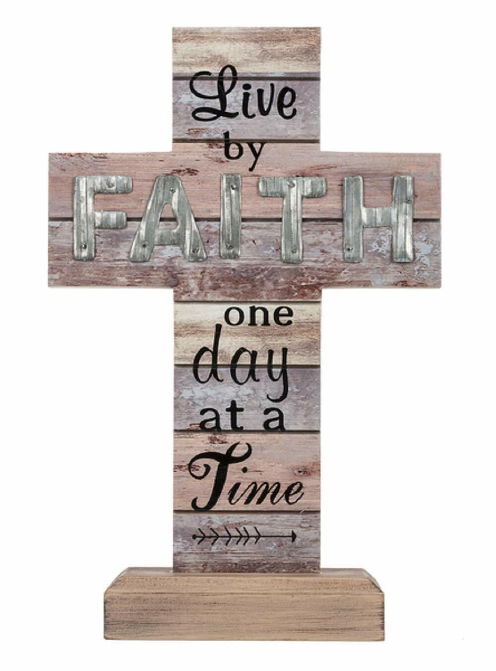 Ganz Faith Cross Figurine  Live by Faith one Day at a Time  