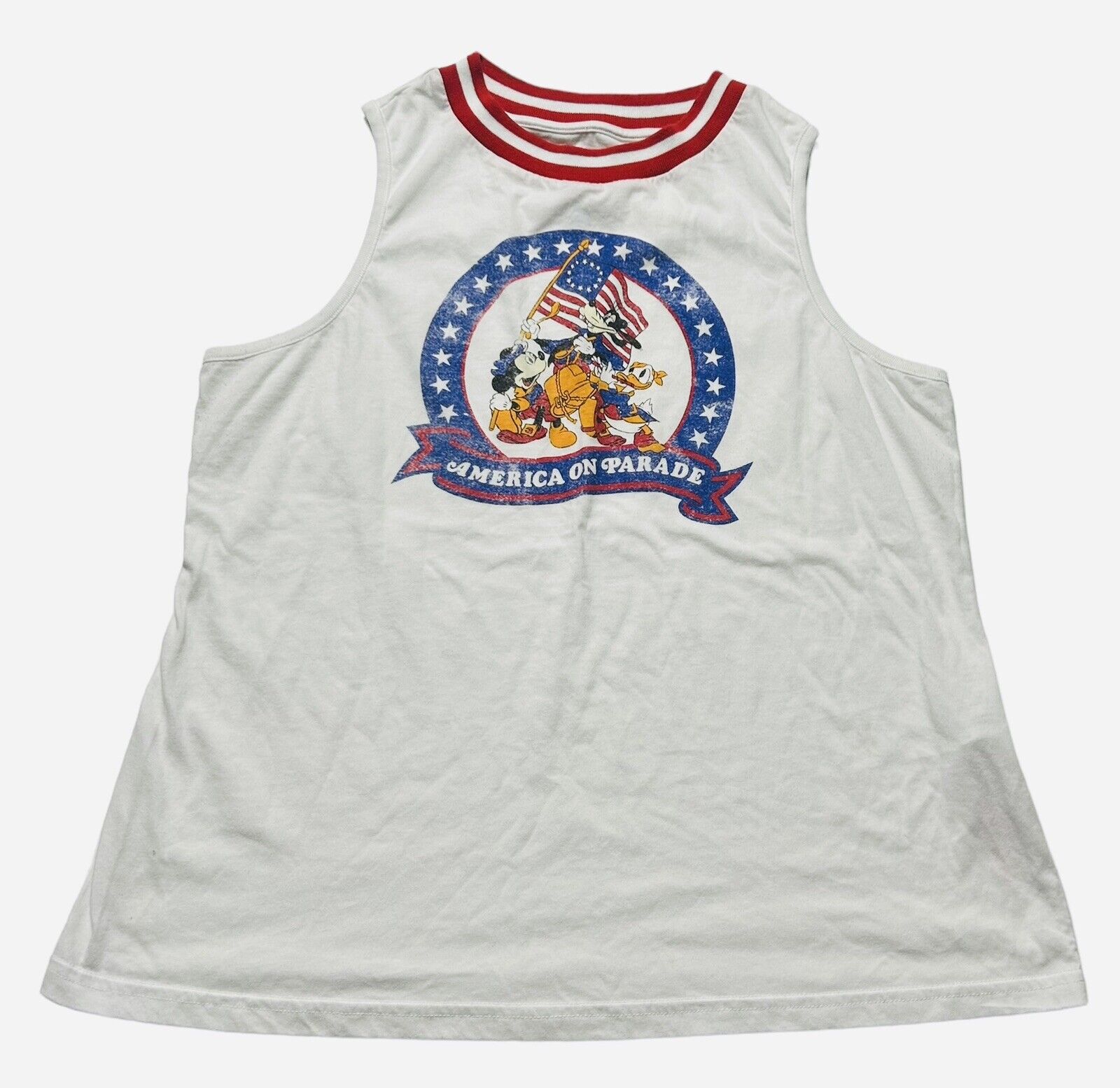 Disney Parks Vault Collection America On Parade Tank Top Womens X-Large XL White