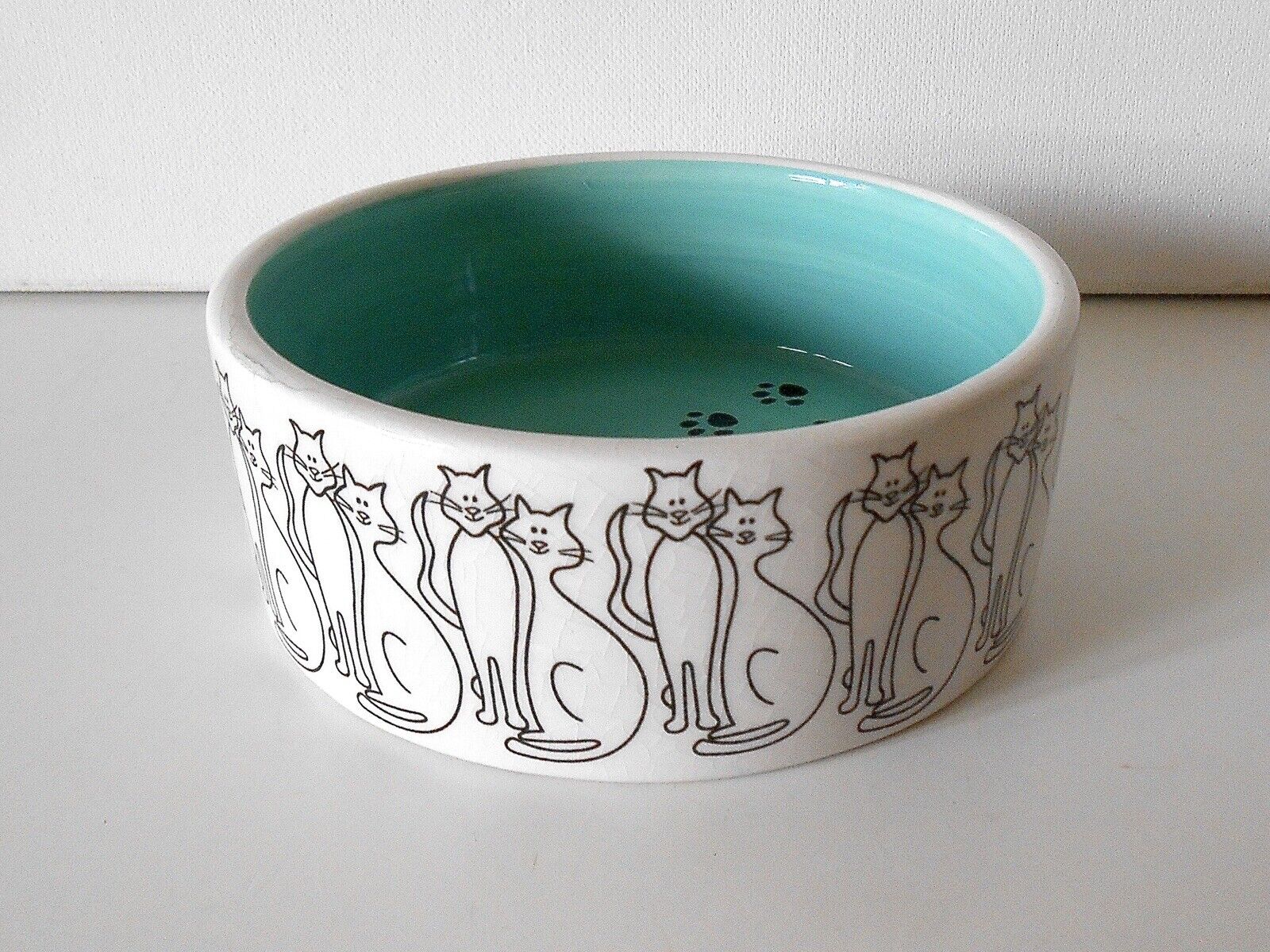 Buchwaldt & Bentzen Denmark Handpainted Cat Bowl Danish Modern Art Pottery Bowl