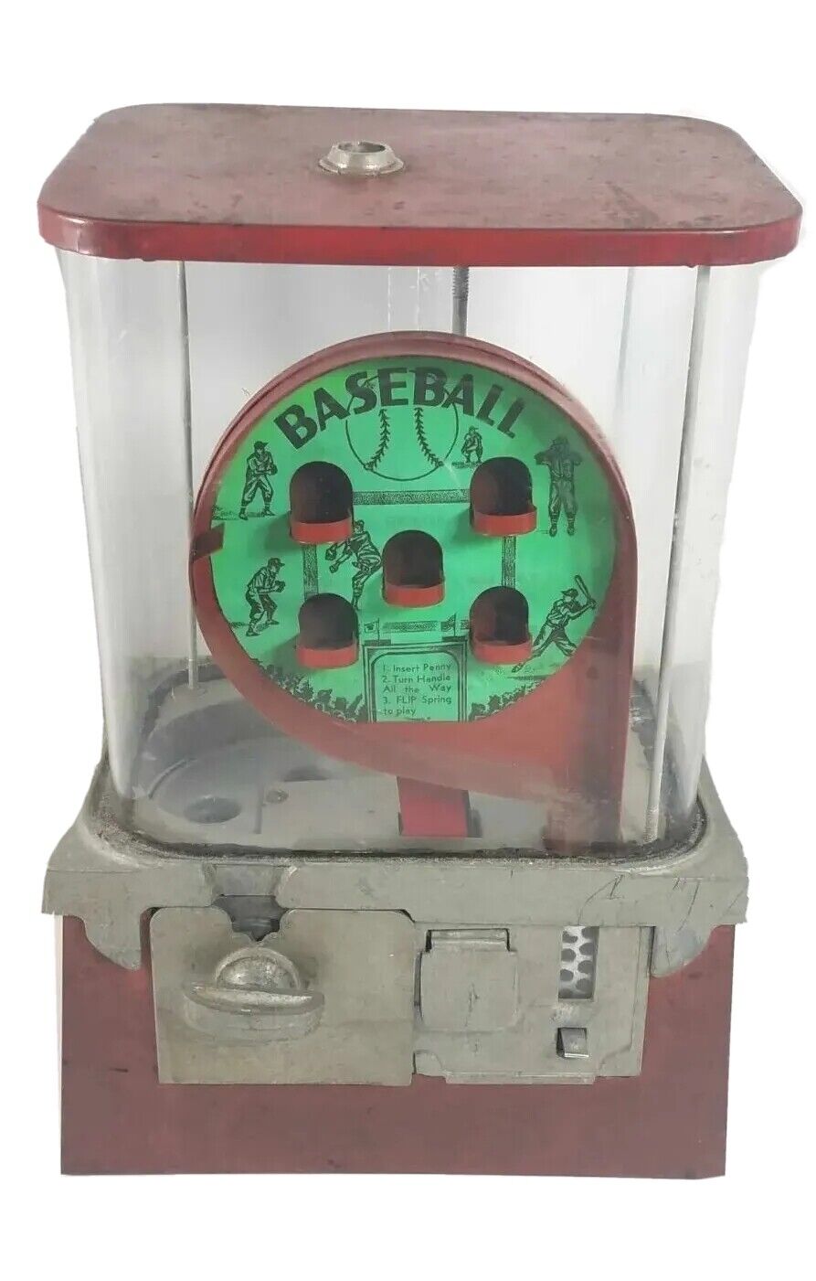 All Original 1958 Coast Vendors 1 Cent Baseball Gumball Vending Machine Vintage