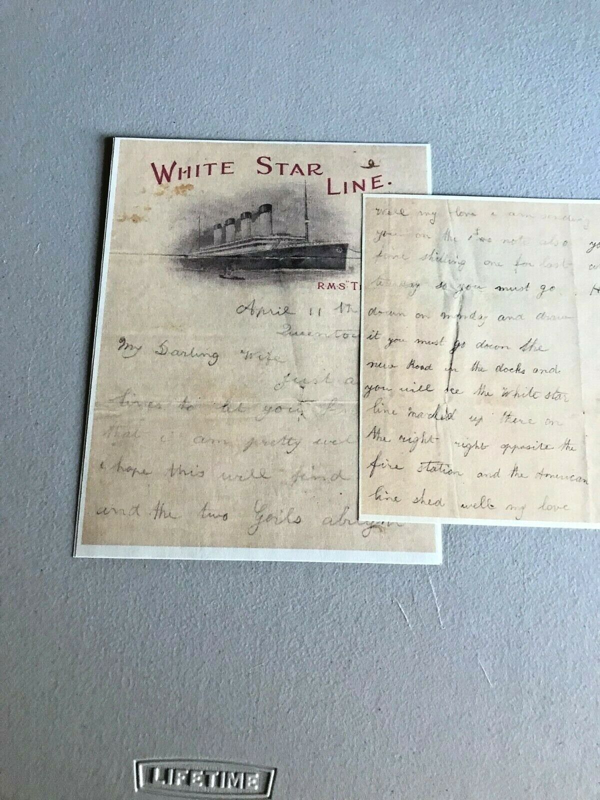 UPDATED RMS Titanic Greaser, Fred Woodford, letter to wife April 11, READ LIST