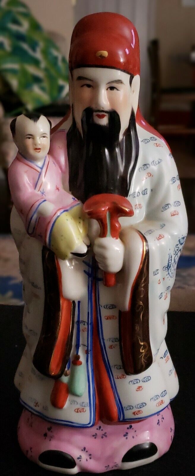 CA 1930\'S CHINESE GOD OF WEALTH & LUCK FUK HOLDING CHILD