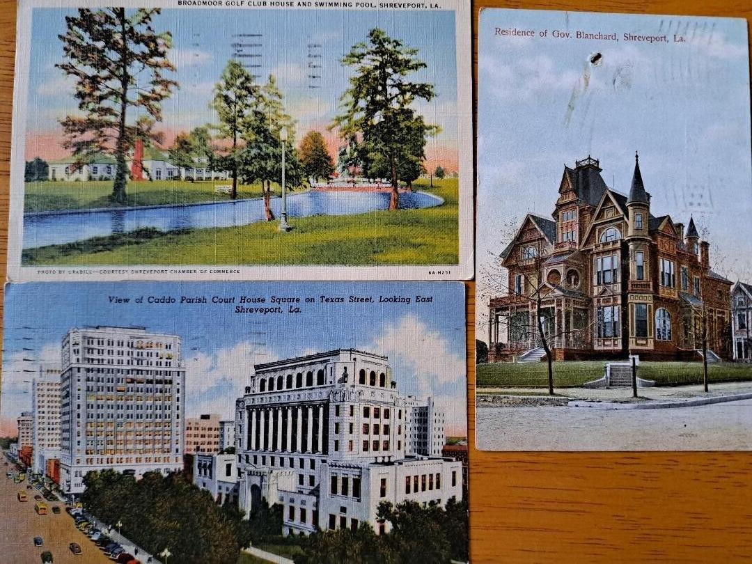 LOT of 3     Vintage LA   Postcards   SHREVEPORT, LOUISIANA     ca.1900\'s-1940\'s