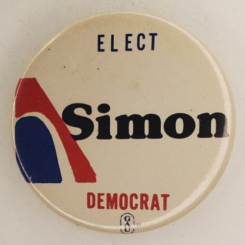Vintage Elect Simon Political Campaign Cello Pinback Button GAU