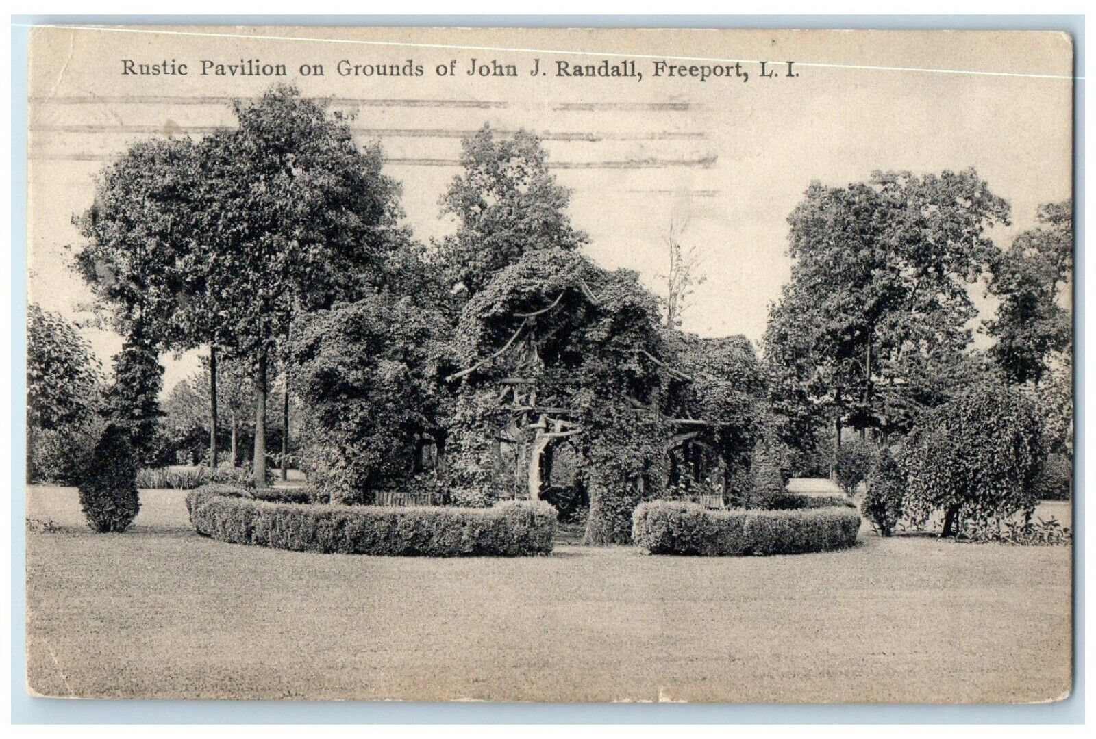 1916 Rustic Pavilion Grounds John Randall Freeport Long Island New York Postcard