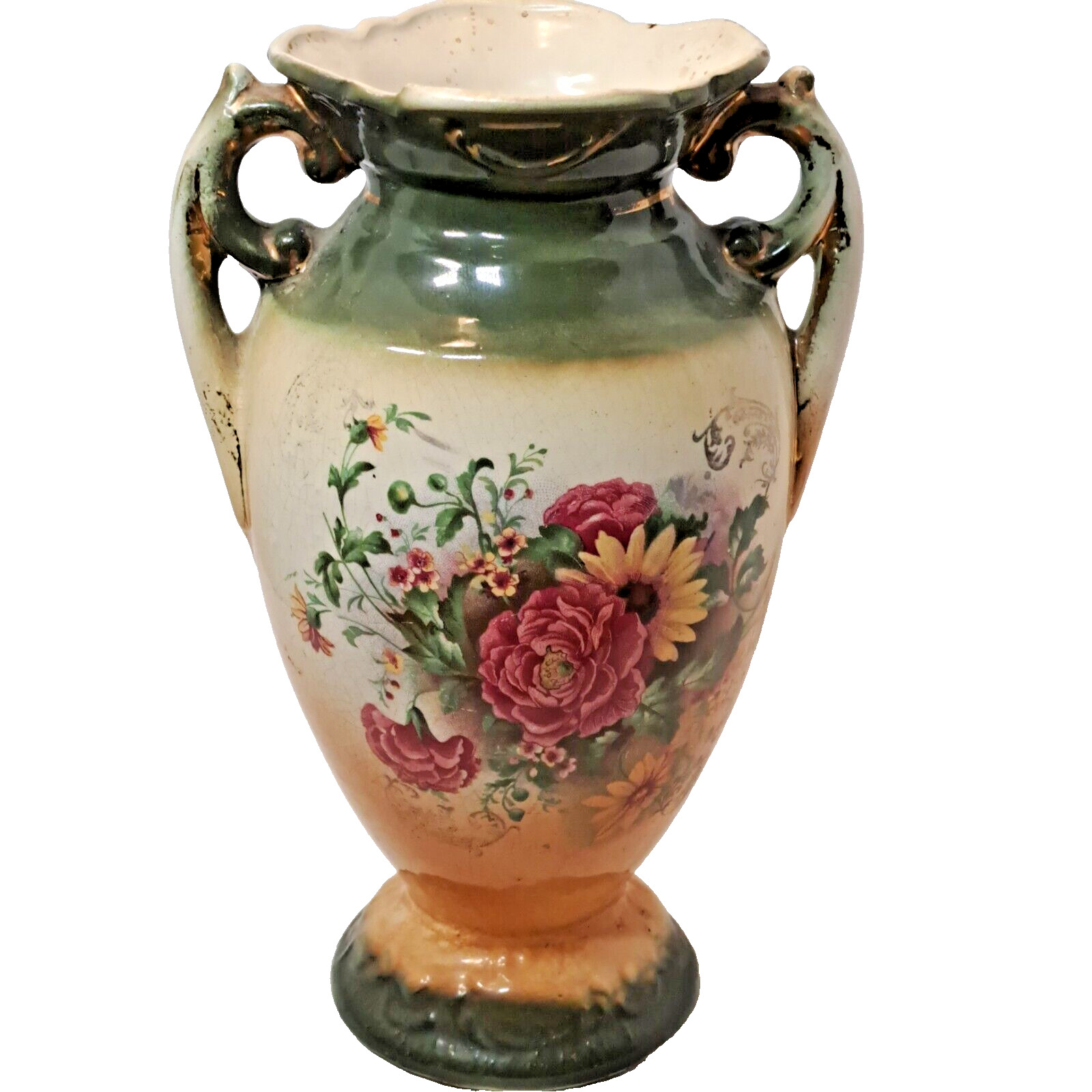Large Antique Victorian Floral Vase 7\