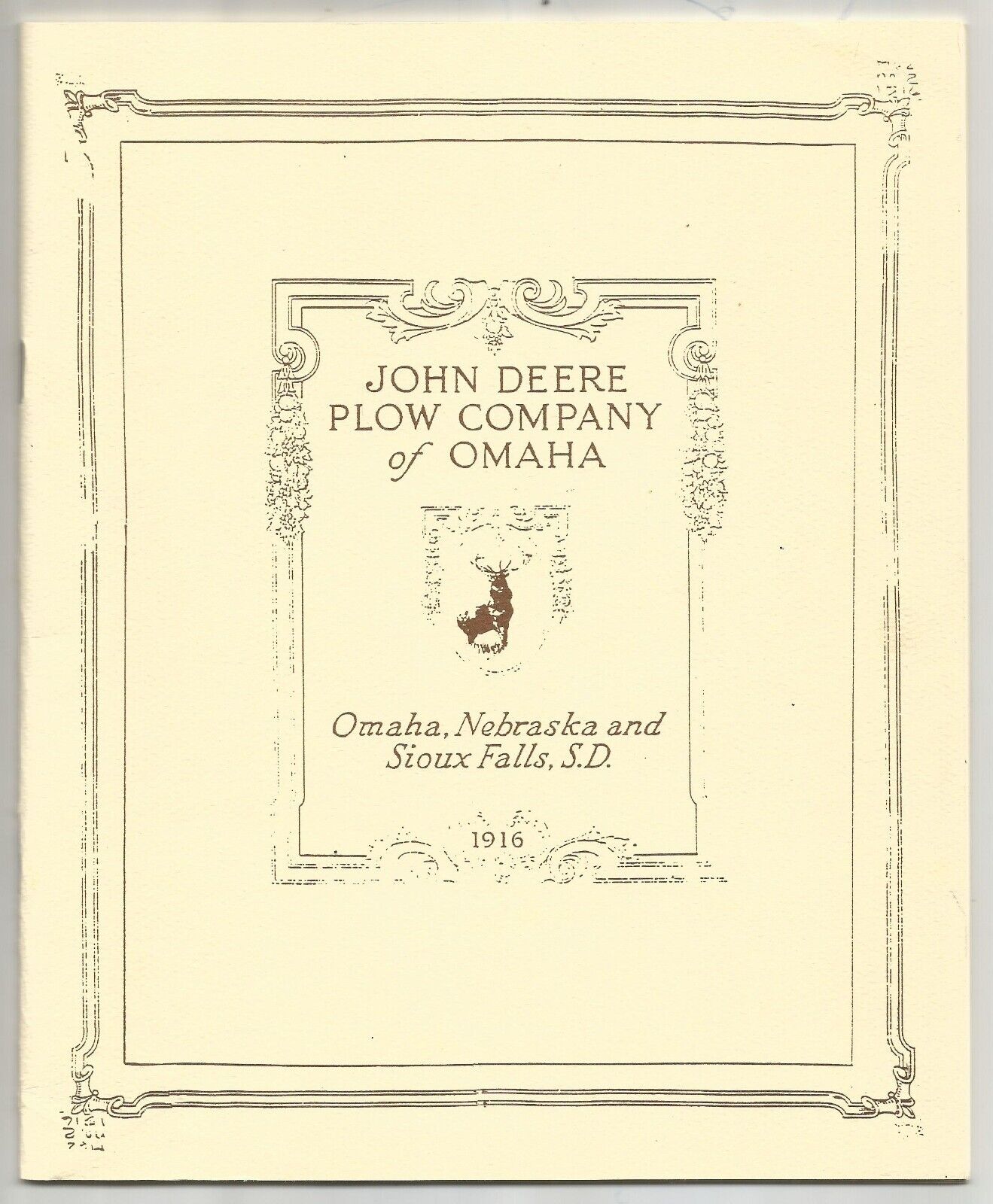 1916 John Deere Plow Company of Omaha Reliance Vehicles Buggies 1996 Reprint