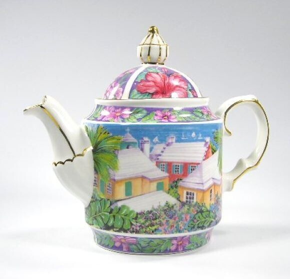 Vintage James Sadler Colorful “Roof Tops” Teapot #3384 