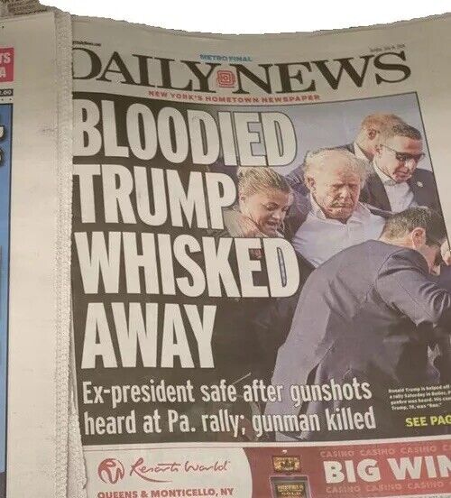 TRUMP SHOT New York Daily News  Newspaper July 14 2024