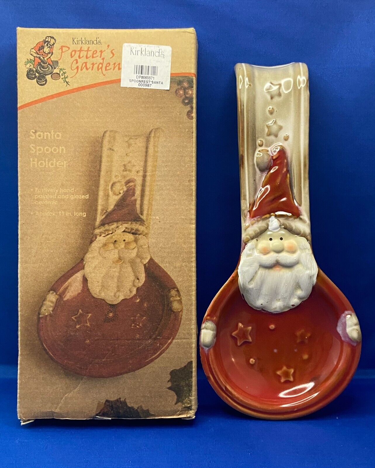 Kirkland's Potter's Garden Handpainted Glazed Christmas Santa Spoon Holder