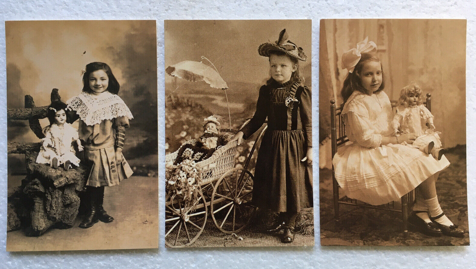 3 Theriault\'s Dollmasters Postcards Vintage Style Photo Children Dolls Adorable