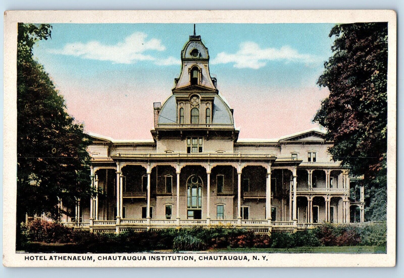 Chautauqua New York Postcard Hotel Athenaeum Chautauqua Institution 1920 Antique