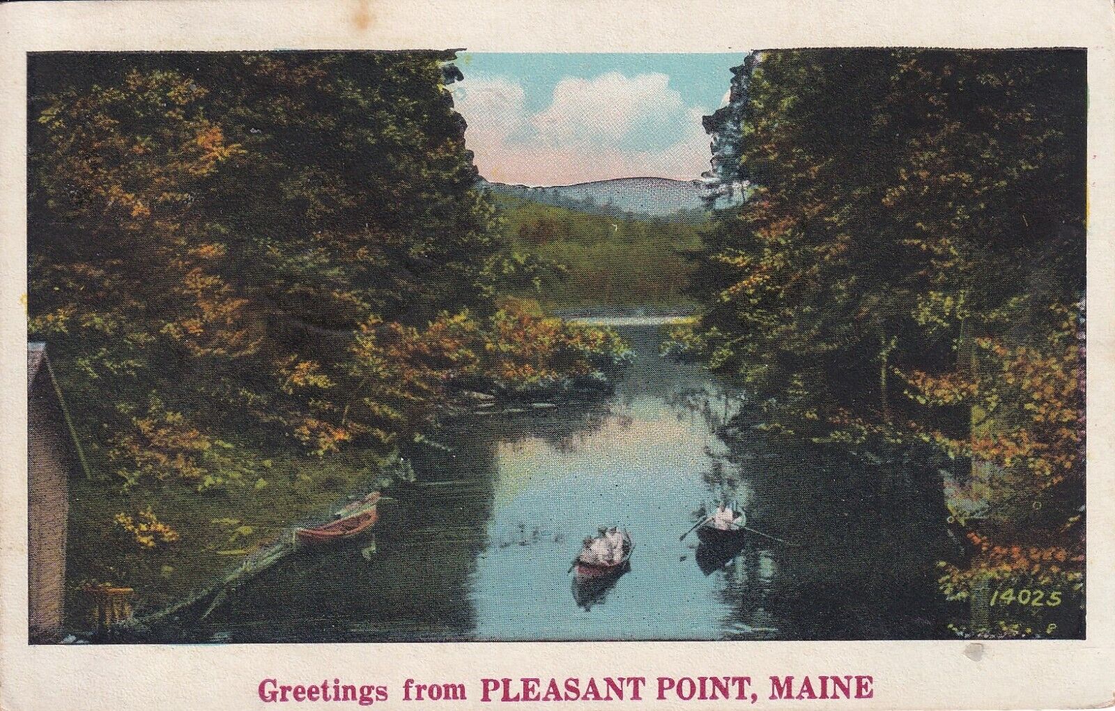 Vintage 1928 Postcard Greetings From PLEASANT POINT, Maine RARE Postcard WB-J620