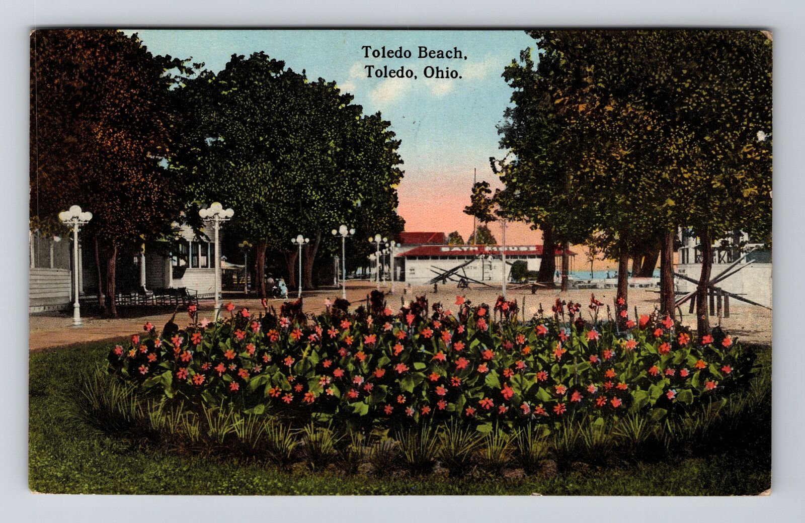 Toledo OH-Ohio, Toledo Beach & Bath House, Vintage c1915 Postcard