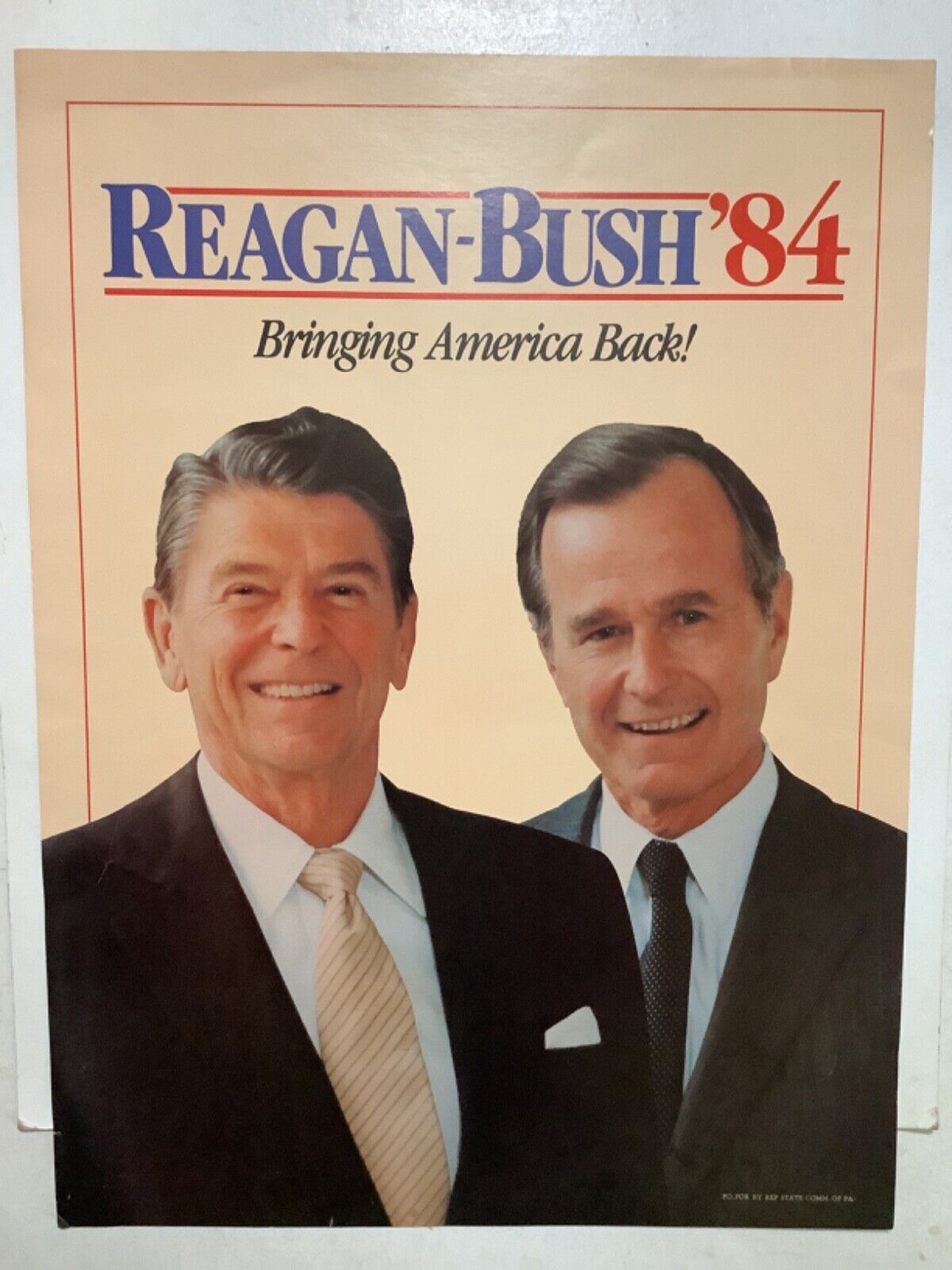 1984 Ronald Reagan George Bush President Election Campaign Poster