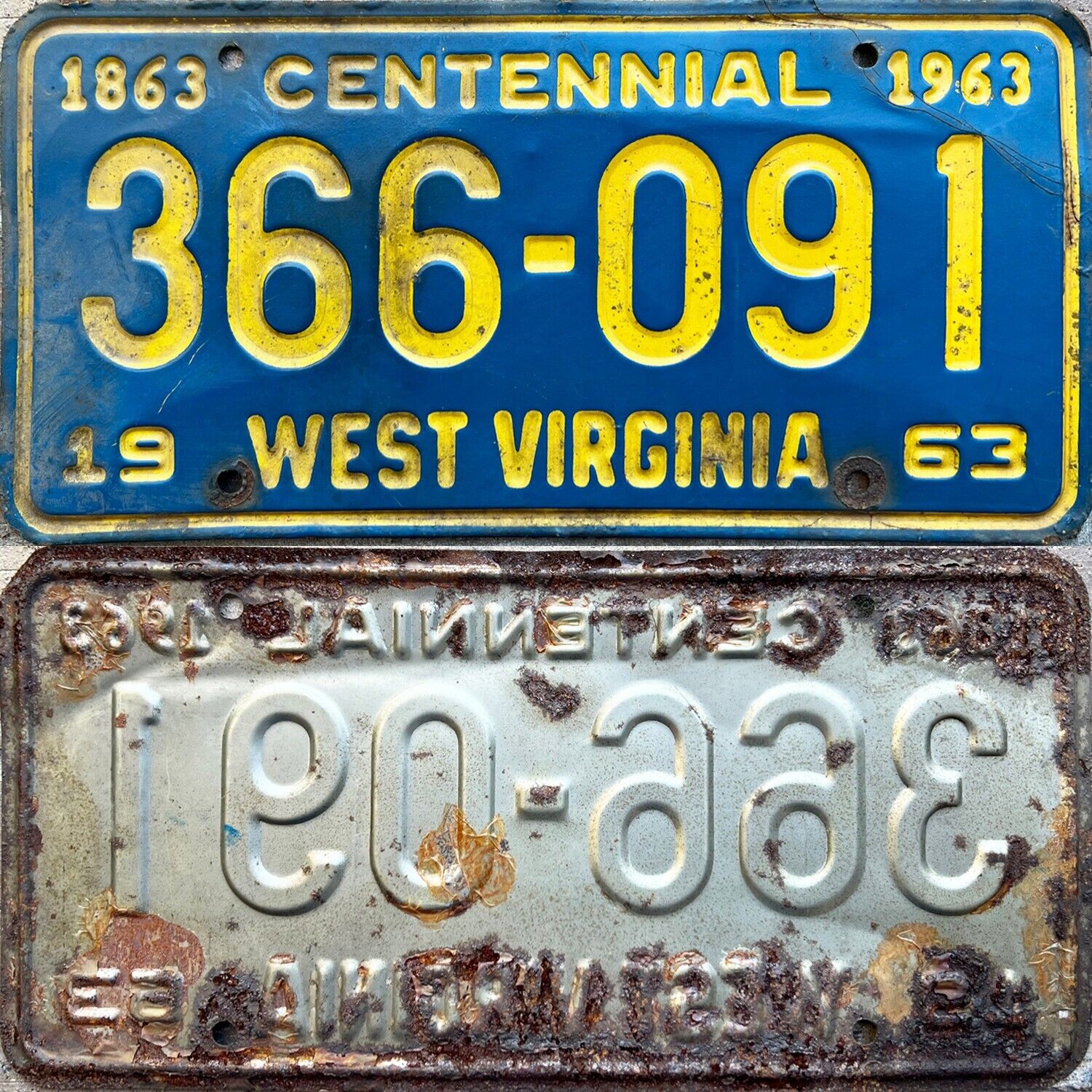 1963 West Virginia 1863 Centennial License Plate can be re-registered Original