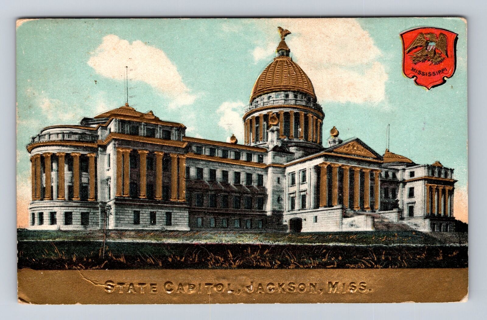Jackson MS-Mississippi, State Capitol, Antique, Vintage c1910 Souvenir Postcard