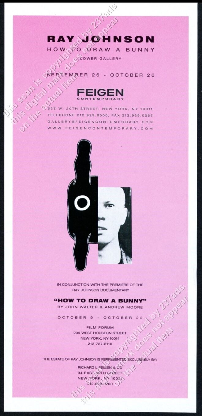2002 Ray Johnson photo How To Draw A Bunny movie premiere vintage print ad