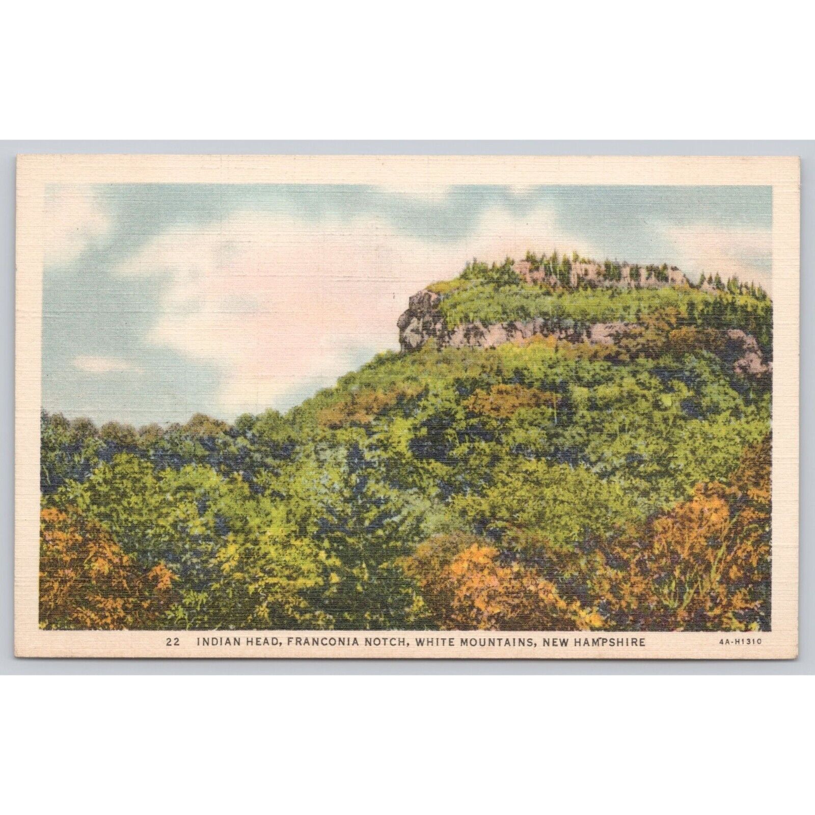 Postcard Indian Head, Franconia Notch, White Mountains, New Hampshire Vintage