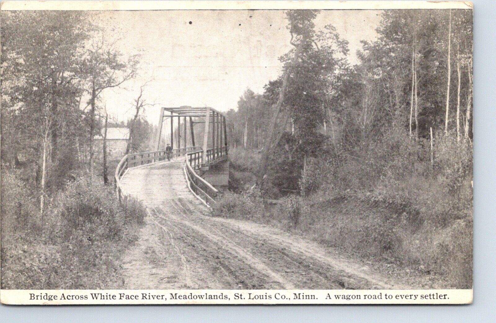 Postcard Minnesota Meadowlands Bridge White Face River St Louis County