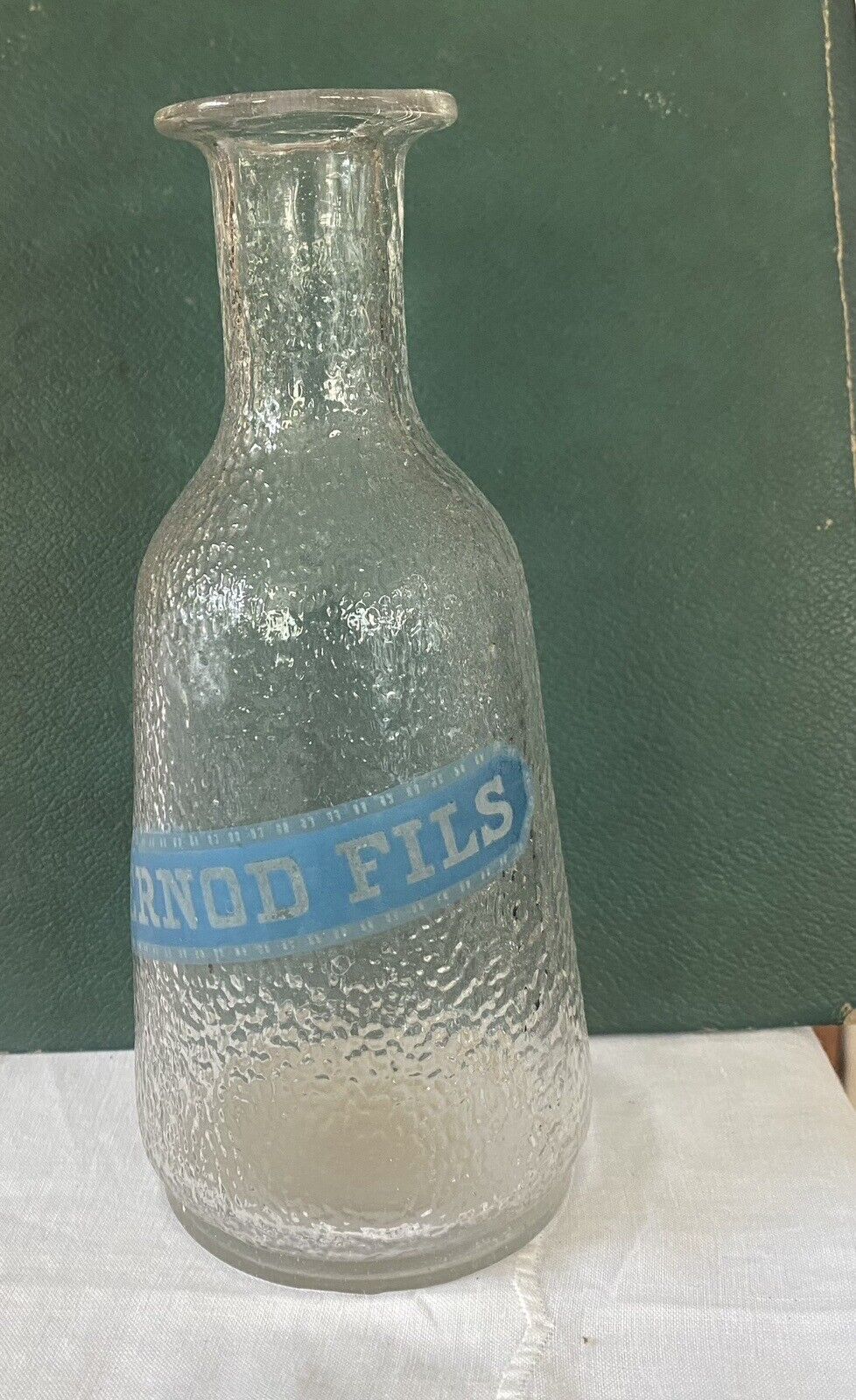 Vintage French Pernod Fils Advertising Carafe Pebbled Glass Absinthinia