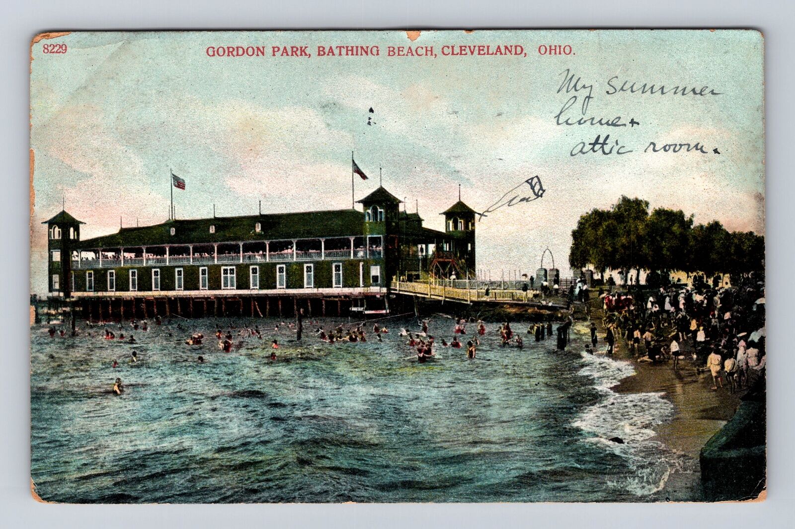 Cleveland OH-Ohio, Gordon Park, Bathing Beach, Antique, Vintage c1908 Postcard