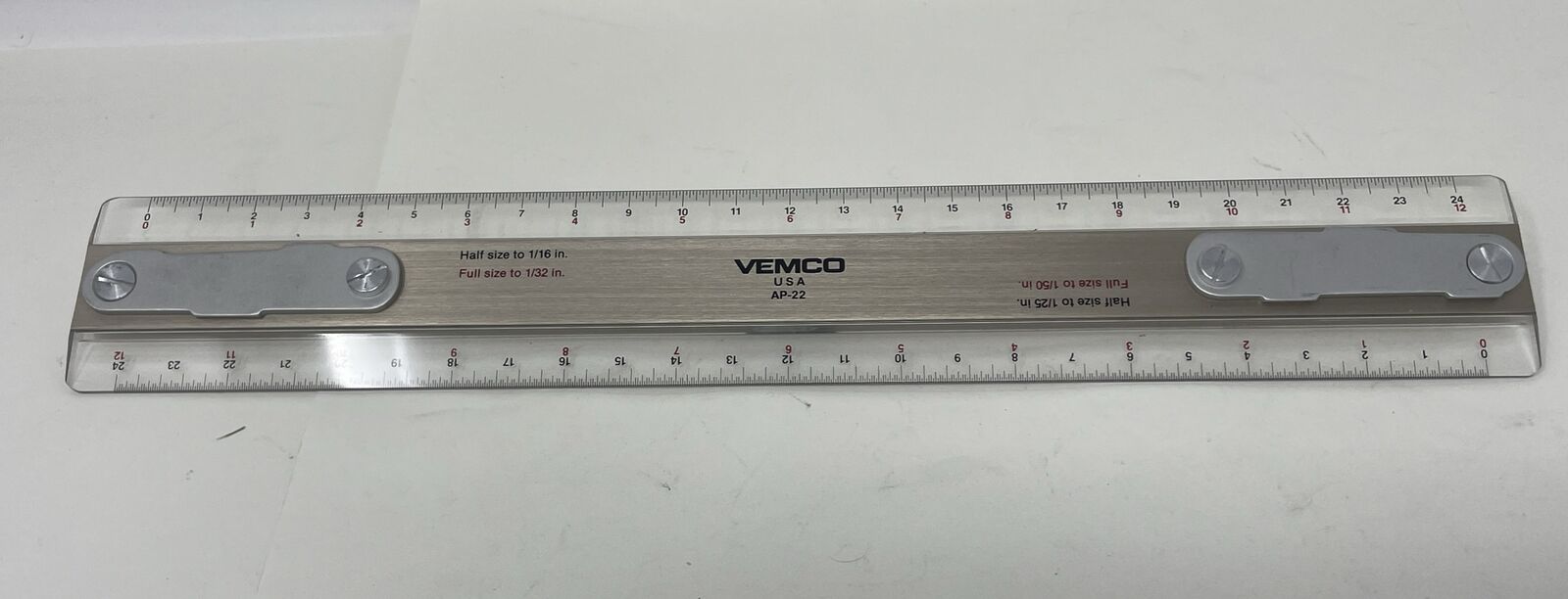 Vintage Vemco Drafting Machine Scale Ruler AP-22 Clear Lucite Aluminium 12\