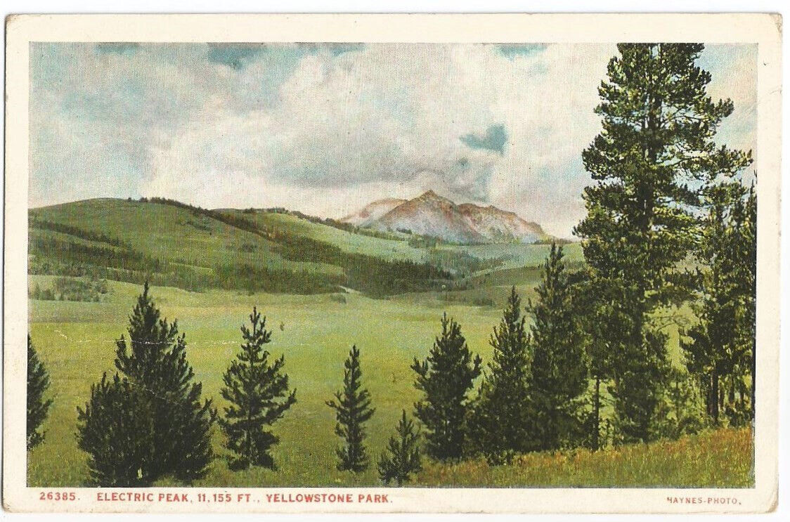 WY Postcard Yellowstone Park Electric Peak c1920s