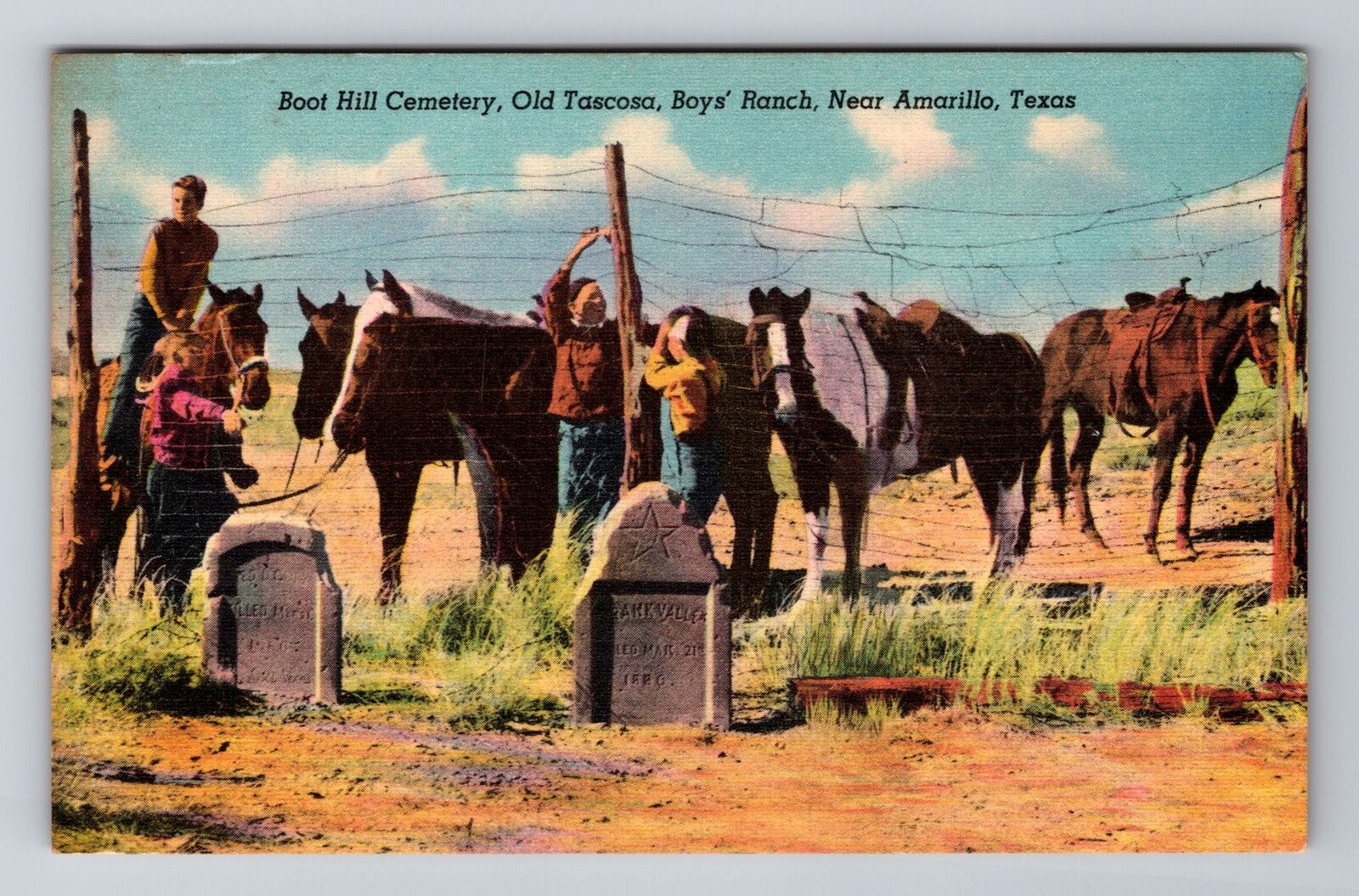 Amarillo TX- Texas, Boot Hill Cemetery, Old Tascosa, Antique, Vintage Postcard