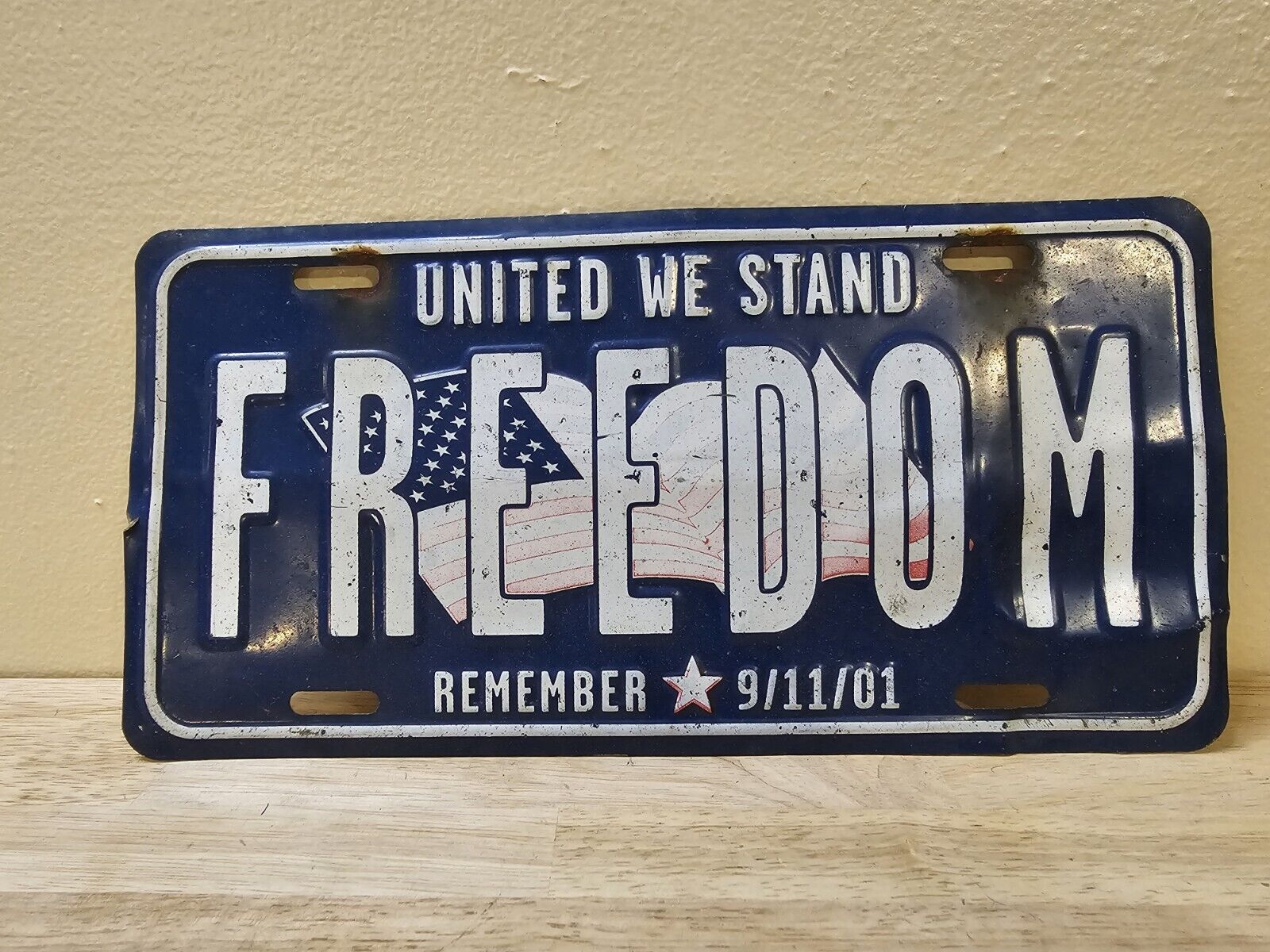 9/11/01 Red/White/Blue Freedom American Flag License Plate 