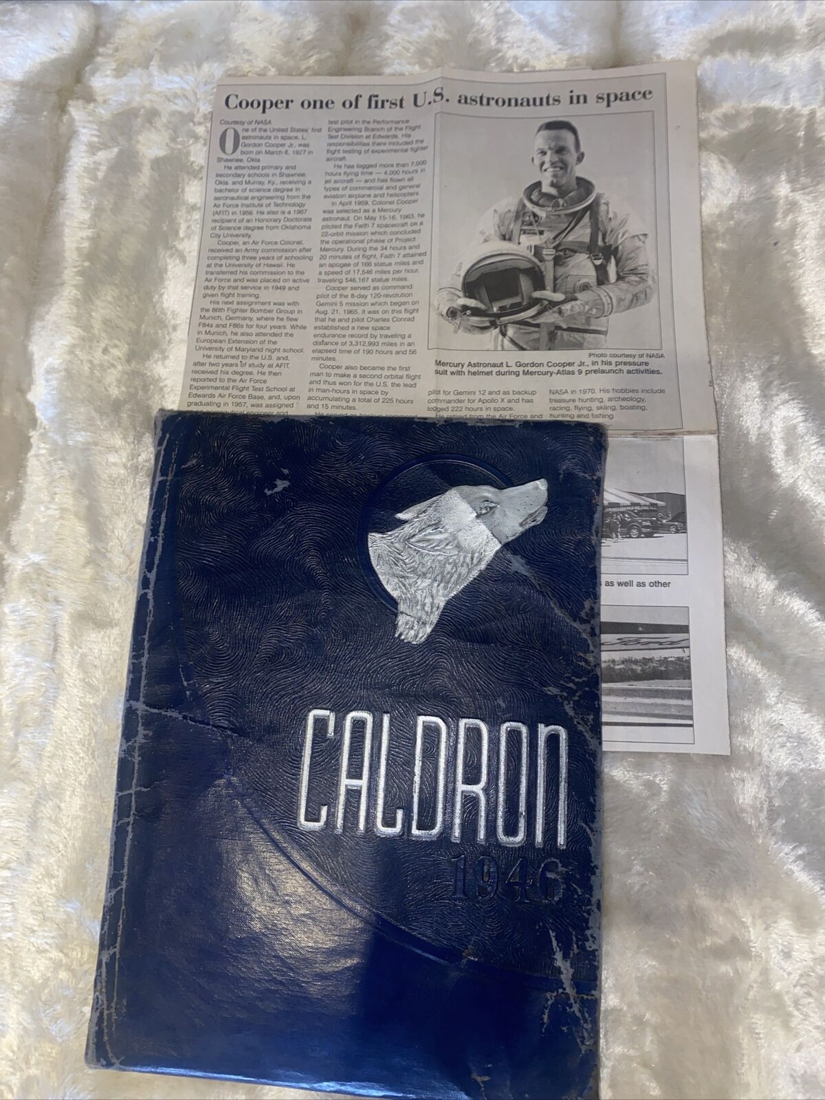 Gordon Cooper NASA Astronaut Original Newspaper Clip/Alumni SHAWNEEE Yearbook”46