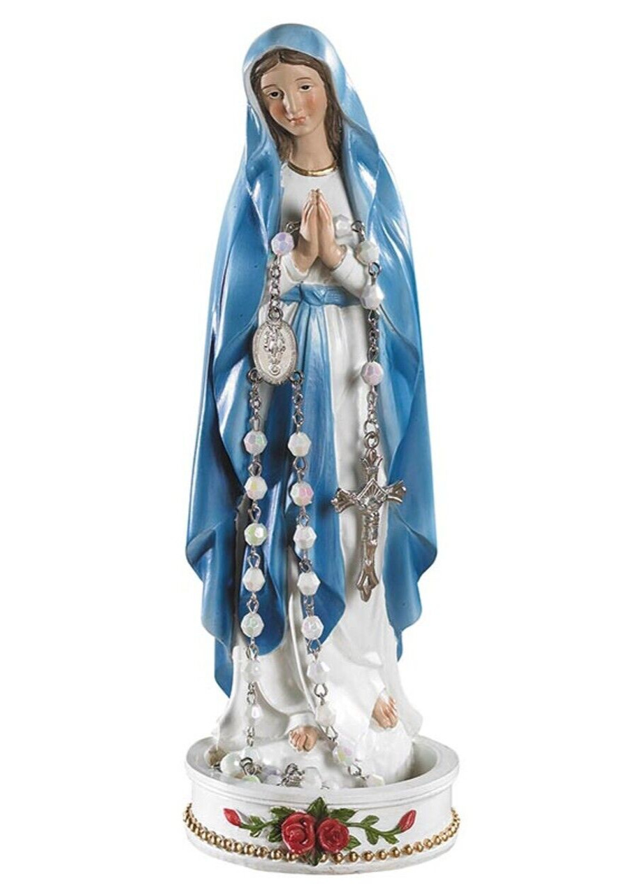 Beautiful Virgin Mary Madonna Rosary Holder Statue- Resin - 8 \