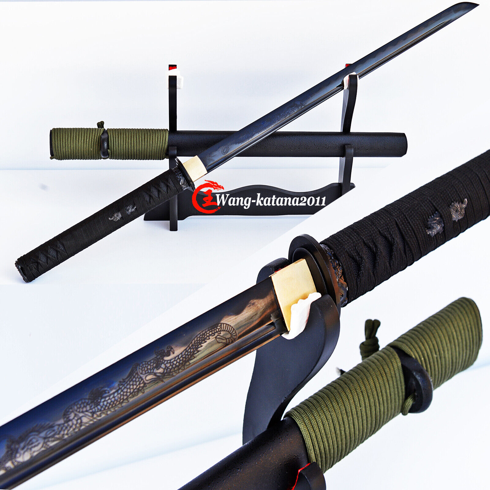 33\'\'Black Dragon Ninjato Sharp T10 Steel Japanese Ninja Wakizashi Straight Sword