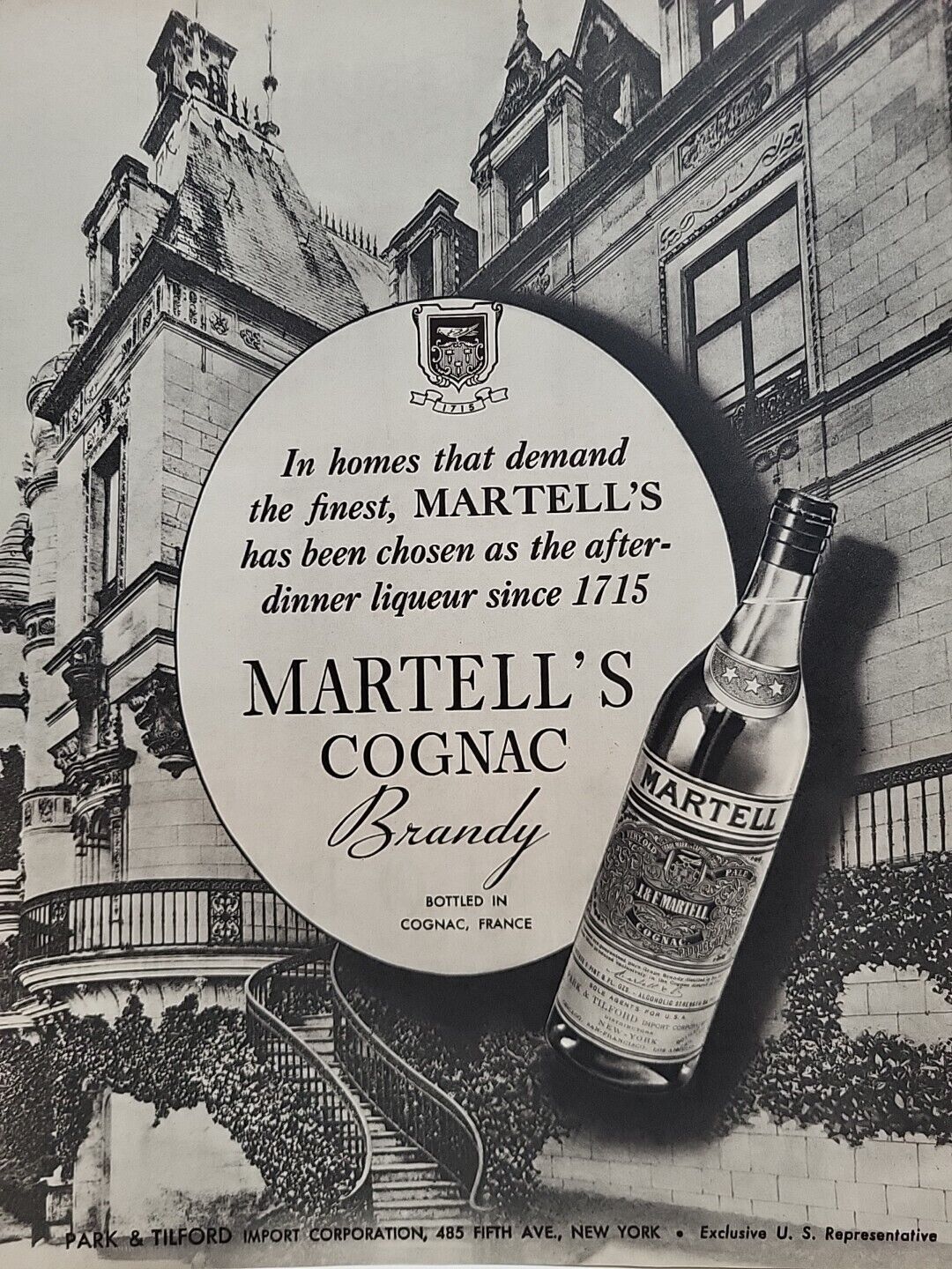 1935 Martell\'s Cognac Brandy Fortune Magazine Print Advertising France