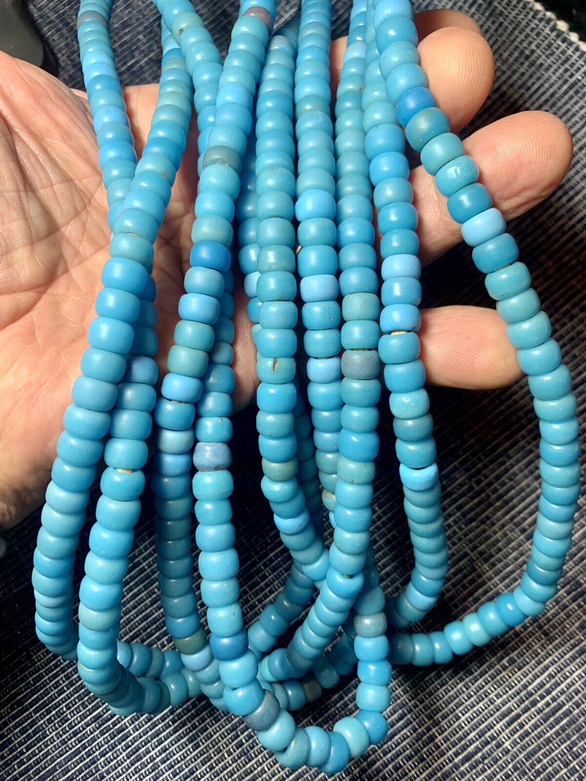 Amazing Antique Blue Padre African Trade Beads Rare