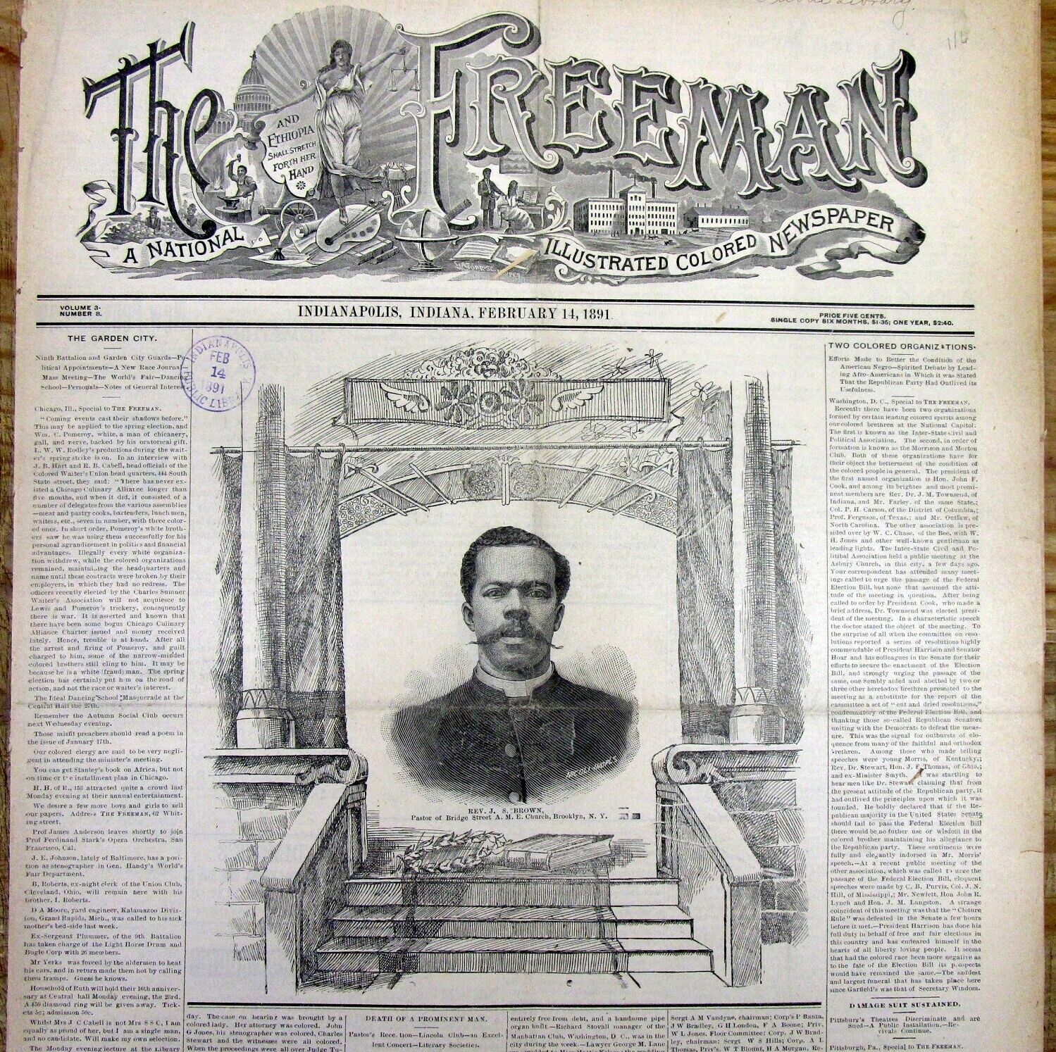 Very rare 1891 African-American newspaper w EARLY NEGR0 IMPROVEMENT ASSOCIATIONS