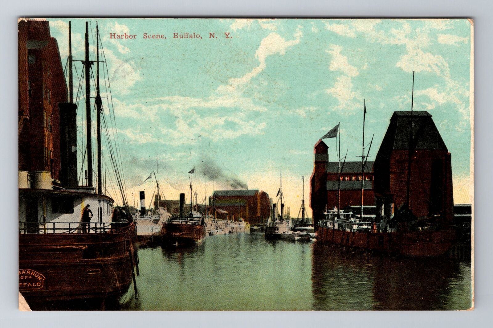 Buffalo NY-New York, Harbor Scene, Antique, Vintage c1912 Souvenir Postcard