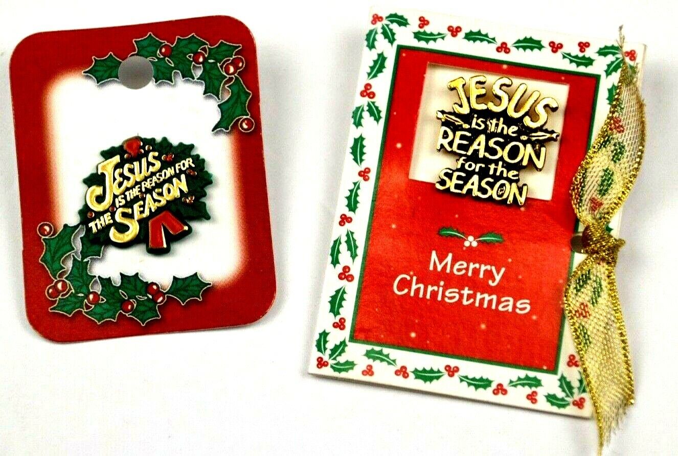 JESUS IS THE REASON FOR THE SEASON Lot Of 2 Pin Badge Merry Christmas New 
