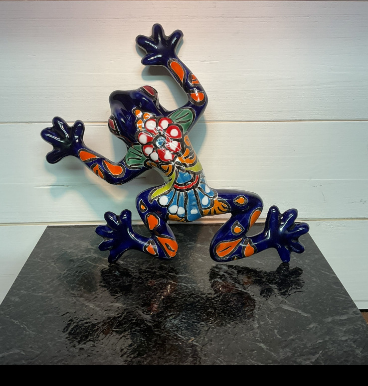 Mexican Talavera Pottery - Frog - Folk Art - Garden Patio Or Wall Hanging 10\