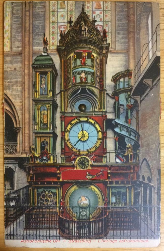 Astronomical Clock Strasbourg France c1910s Vintage Mechanical Postcard