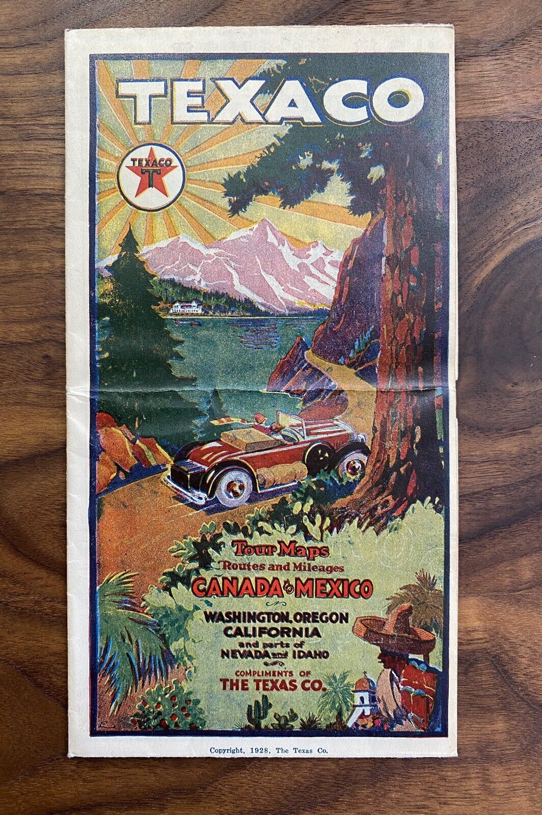1928 Texaco Tour Maps & Guide Canada to Mexico Washington Oregon & California
